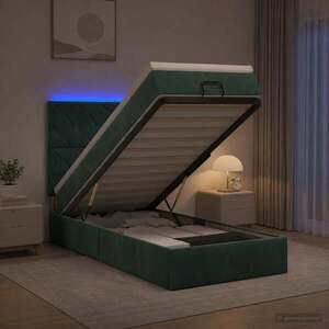 Imagine vidaXL Pat Ottoman cu Saltea și LED Verde închis 80 x 200 cm Catifea