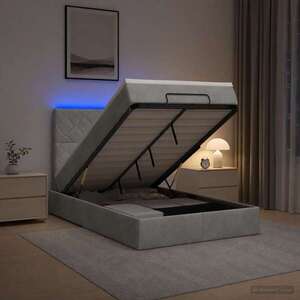 Imagine vidaXL Pat Ottoman cu Saltea și LED Gri deschis 120 x 200 cm Catifea