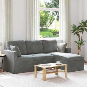 Imagine vidaXL Canapea Gri închis 198 x 134 x 80 cm Catifea
