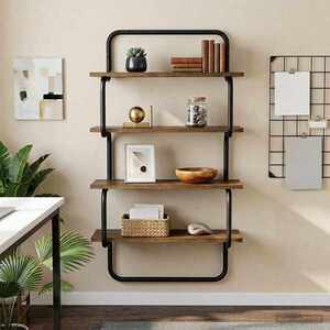 Imagine vidaXL Raft de perete cu 4 niveluri Stejar fumuriu 60 x 24, 5 x 104 cm