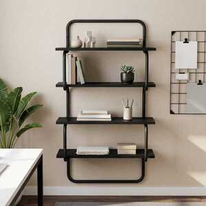 Imagine vidaXL Raft de perete cu 4 niveluri Stejar Negru 40 x 24, 5 x 104 cm