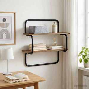 Imagine vidaXL Raft de perete cu 2 niveluri Stejar fumuriu 80 x 24, 5 x 61 cm