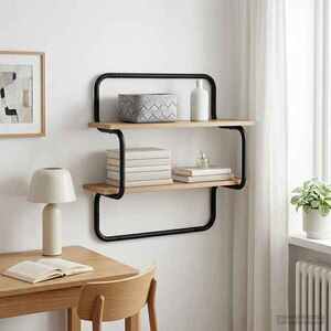 Imagine vidaXL Raft de perete cu 2 niveluri Stejar Artizanal 60 x 24, 5 x 61 cm