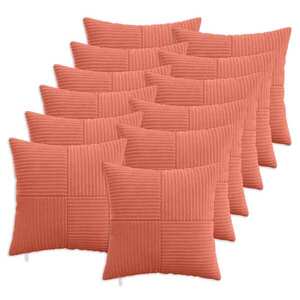 Imagine vidaXL Husă pentru pernă 12 pcs ALMELO Roșu portocalie 40 x 40 cm cord