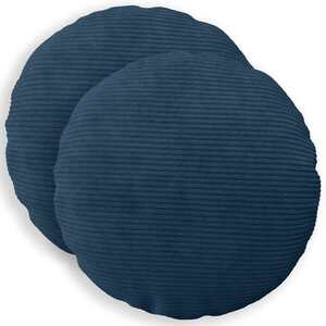Imagine vidaXL Husă pentru pernă 2 pcs HEERLEN Albastru marin Ø 40 cm cord