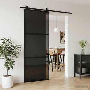 Imagine vidaXL Ușă glisantă 76 x 205 cm Sticlă Temperată și Aluminiu