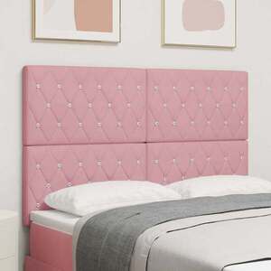 Imagine vidaXL Tăblie LED cu benzi LED cu headboard Manual Roz 144 cm Catifea