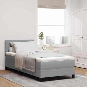 Imagine vidaXL Pat cu arcuri cu headboard Gri deschis 80 x 200 cm țesătură