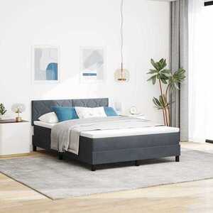 Imagine vidaXL Pat cu arcuri cu headboard Gri închis 140 x 200 cm Catifea