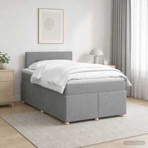 Imagine vidaXL Pat boxspring cu saltea Gri deschis 120 x 190 cm Țesătură