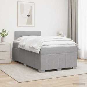 Imagine vidaXL Pat boxspring cu saltea Gri deschis 120 x 190 cm Țesătură