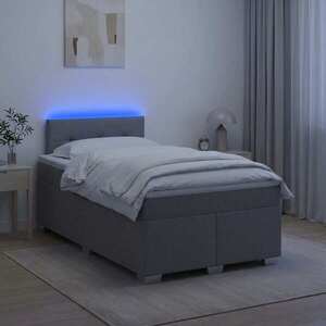 Imagine vidaXL Pat box spring cu saltea și LED Gri deschis 120 x 190 cm