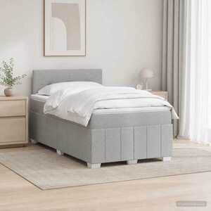 Imagine vidaXL Pat boxspring cu saltea Gri deschis 120 x 190 cm Țesătură