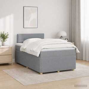 Imagine vidaXL Pat boxspring cu saltea Gri deschis 120 x 190 cm Țesătură