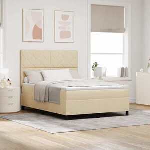 Imagine vidaXL Pat cu arcuri cu headboard Crem 160 x 200 cm țesătură