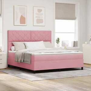 Imagine vidaXL Pat cu arcuri cu headboard Roz 180 x 200 cm Catifea