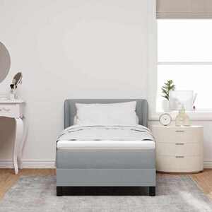 Imagine vidaXL Pat cu arcuri cu headboard Gri deschis 80 x 200 cm țesătură