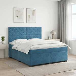 Imagine vidaXL Pat boxspring cu saltea albastru 180 x 200 cm Catifea