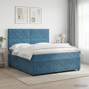 Imagine vidaXL Pat boxspring cu saltea albastru 180 x 200 cm Catifea