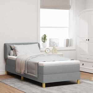Imagine vidaXL Pat cu arcuri cu headboard Gri deschis 100 x 200 cm țesătură