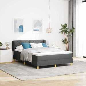 Imagine vidaXL Pat cu arcuri cu headboard Gri închis 140 x 200 cm țesătură