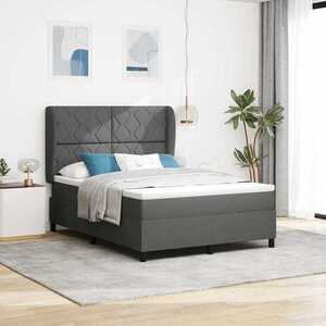Imagine vidaXL Pat cu arcuri cu headboard Gri închis 140 x 190 cm țesătură
