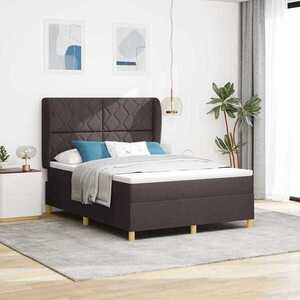 Imagine vidaXL Pat cu arcuri cu headboard Maro închis 190 x 140 cm țesătură