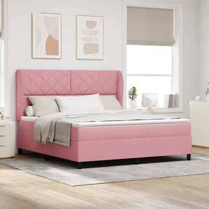 Imagine vidaXL Pat cu arcuri cu headboard Manual Roz 200 x 180 cm Catifea