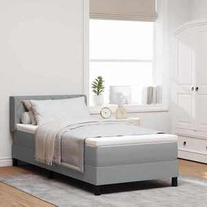 Imagine vidaXL Pat cu arcuri cu headboard Gri deschis 200 x 100 cm țesătură