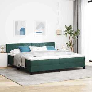 Imagine vidaXL Pat cu arcuri cu headboard Verde închis 200 x 200 cm Catifea