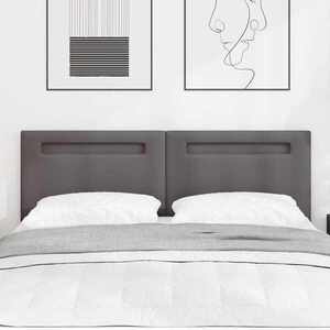 Imagine vidaXL Tăblie LED Gri 144 cm Piele artificială