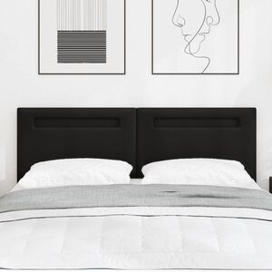 Imagine vidaXL Tăblie LED Negru 160 cm Piele artificială