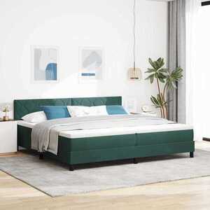 Imagine vidaXL Pat cu arc LED cu benzi LED Verde închis 200 x 200 cm Catifea