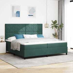 Imagine vidaXL Pat cu arc LED cu headboard Verde închis 200 x 200 cm Catifea