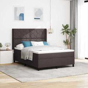 Imagine vidaXL Pat cu arc LED cu headboard Maro închis 140 x 200 cm țesătură