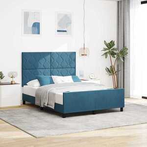 Imagine vidaXL Pat cu arcuri cu headboard Albastru închis 160 x 200 cm Catifea
