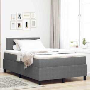 Imagine vidaXL Pat cu arcuri cu headboard Gri deschis și alb. 120 x 200 cm