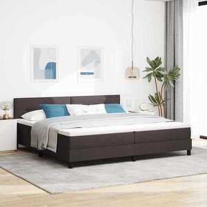 Imagine vidaXL Pat cu arcuri cu headboard Maro închis 200 x 200 cm țesătură