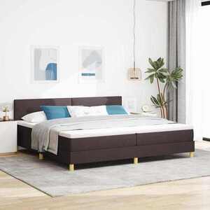 Imagine vidaXL Pat cu arcuri cu pernă Manual Maro închis 200 x 200 cm țesătură