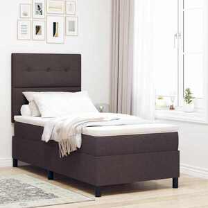Imagine vidaXL Pat cu arcuri cu headboard Maro închis 100 x 200 cm țesătură