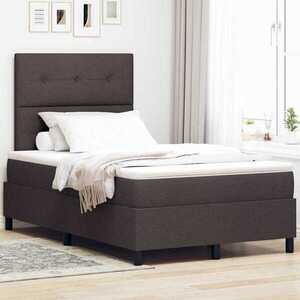 Imagine vidaXL Pat cu arcuri cu headboard Maro închis 120 x 200 cm țesătură
