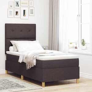 Imagine vidaXL Pat cu arcuri cu headboard Maro închis 100 x 200 cm țesătură