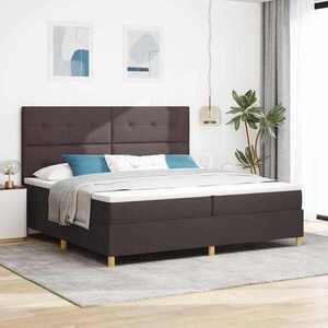 Imagine vidaXL Pat cu arcuri cu headboard Maro închis 200 x 200 cm țesătură