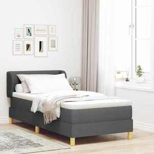 Imagine vidaXL Pat cu arcuri cu headboard Gri închis 100 x 200 cm țesătură