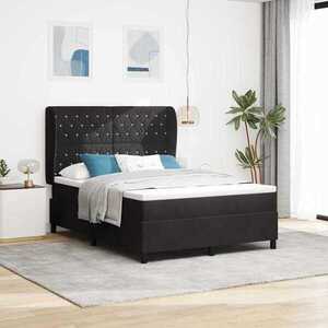 Imagine vidaXL Pat cu arcuri cu saltea cu headboard Negru 200 x 160 cm Catifea