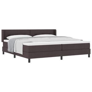 Imagine vidaXL Pat cu arcuri cu headboard Maro închis 200 x 200 cm țesătură