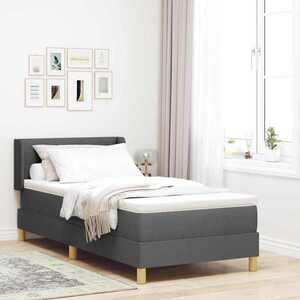 Imagine vidaXL Pat cu arcuri cu headboard Gri închis 200 x 100 cm țesătură