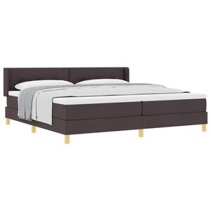Imagine vidaXL Pat cu arcuri cu headboard Maro închis 200 x 200 cm țesătură