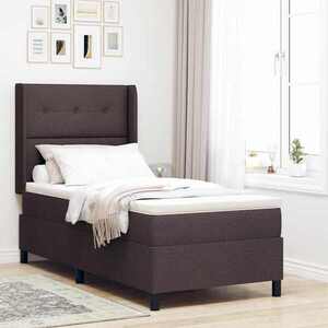 Imagine vidaXL Pat cu arcuri cu pernă Manual Maro închis 200 x 100 cm țesătură