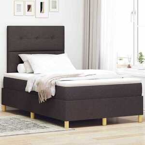Imagine vidaXL Pat cu arc LED cu headboard Maro închis 120 x 200 cm țesătură